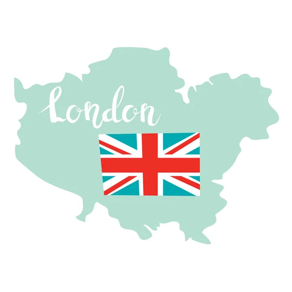 Londýn Obrys Britská Vlajka Vektorové Ilustrace Izolované Bílé Pozadí Cestovat — Stockový vektor