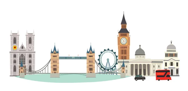 London Cityscape Vector Illustration Cartoon United Kingdom Skyline London Tourist — Stock Vector