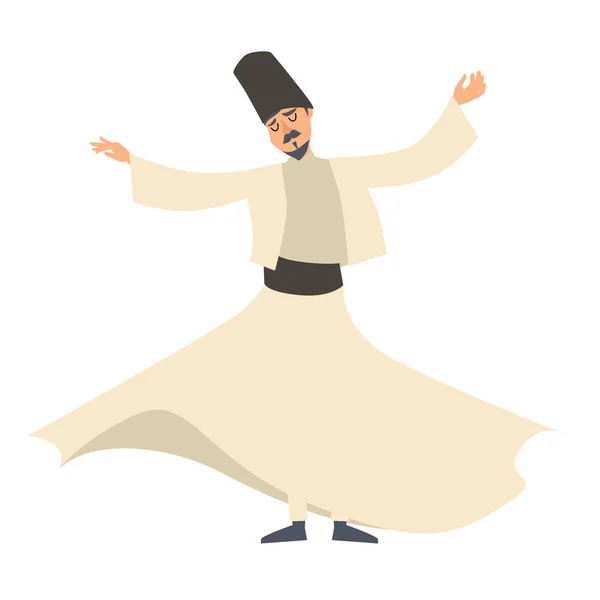 Dervish Tancerz Wektor Ilustracji Turecki Mężczyzna Postać Stylu Kreskówki Izolowane — Wektor stockowy