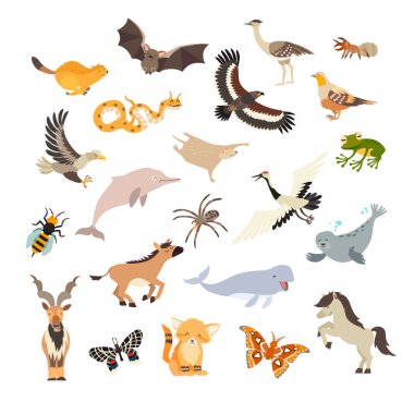 Animals cartoon vector set. Cartoon illustration, isolated on a white background clipart