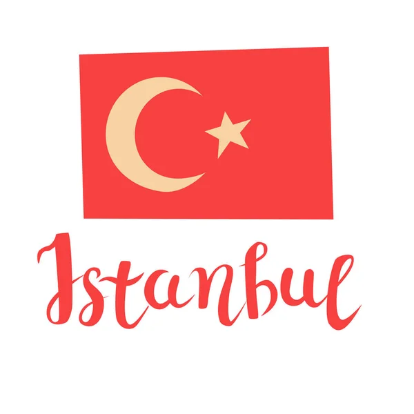 Istambul Turkish Flag Vector Cartoon Style Isolated White Background — Stock Vector