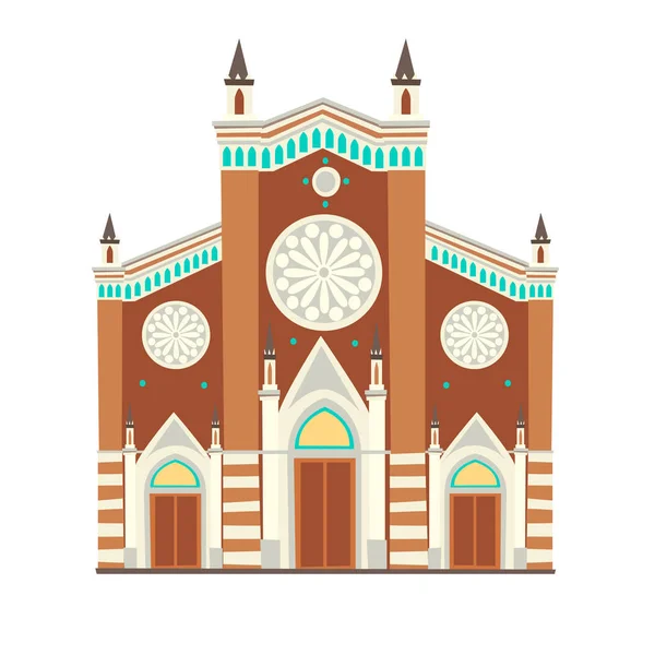 Catholic church cartoon style icon. Istanbul landmarks, isolated on white background