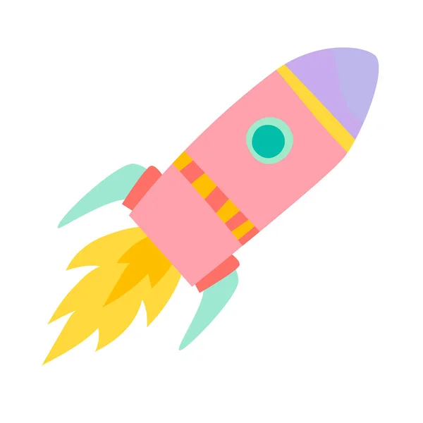 Rocket icon vector illustration. Cartoon retro space ship isolated on white background