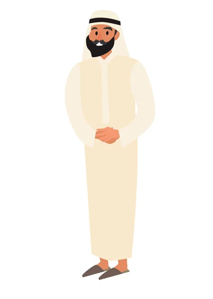 アラビア人の男性のキャラクターベクトルイラスト 白い背景に隔離されたアラビア人男性フラット漫画スタイル — ストックベクタ