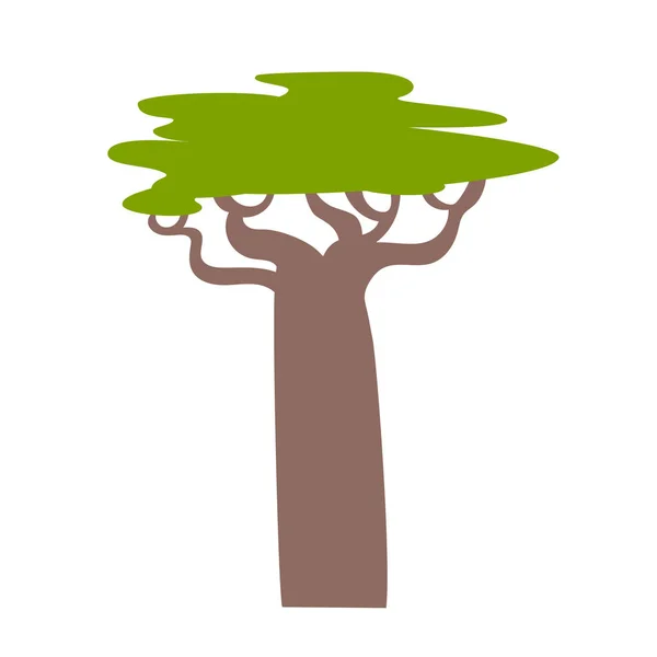 Baobab Strom Vektorové Ilustrace Značka Ikony Baobabu Plochý Kreslený Styl — Stockový vektor