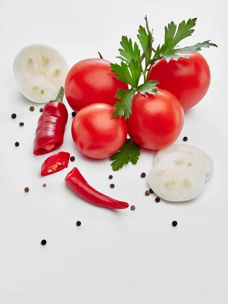 A set of fresh seasonings for salad