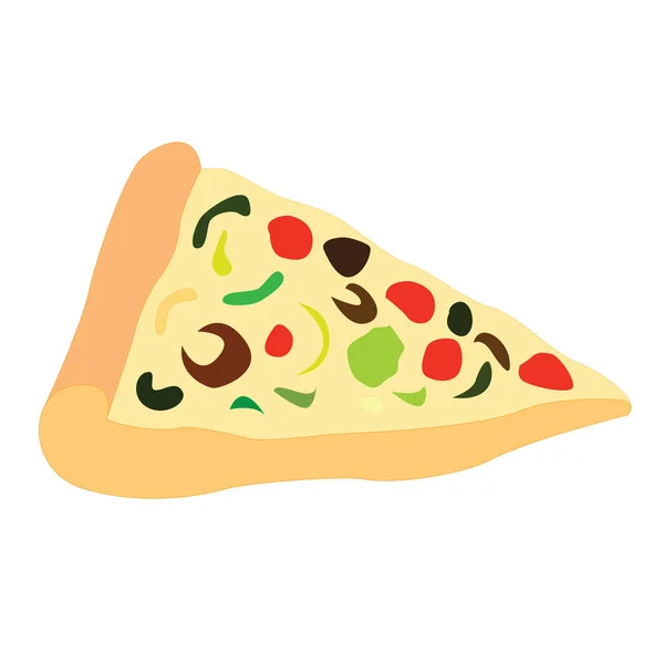 上に様々な野菜を振りかけるピザのスライス — ストックベクタ