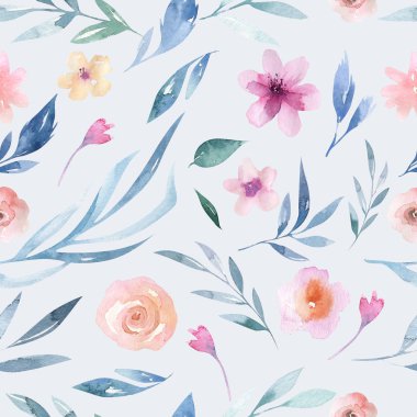 Çiçek desenli pembe çiçekler ve boho tarzı yeşil yaprakları ile