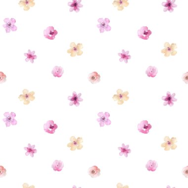Beyaz arka planda pembe çiçekli pürüzsüz desen
