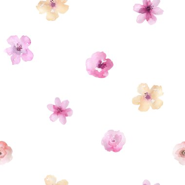 Beyaz arka planda pembe çiçekli pürüzsüz desen