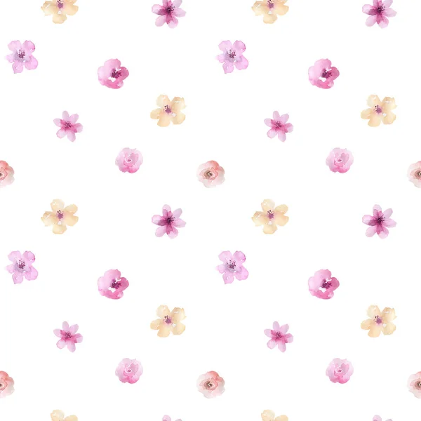 Seamless Pattern Pink Flowers White Background — Stock Photo, Image