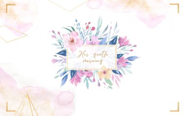 El tebrik düğün davetiyesi ile çiçek çizimi