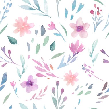 Çiçek desenli pembe çiçekler ve boho tarzı yeşil yaprakları ile