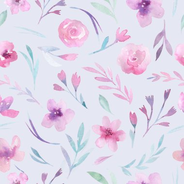 Çiçek desenli pembe çiçekler ve boho tarzı yeşil yaprakları ile