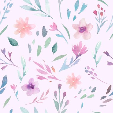 Çiçek desenli pembe çiçekler ve boho tarzı yeşil yaprakları ile