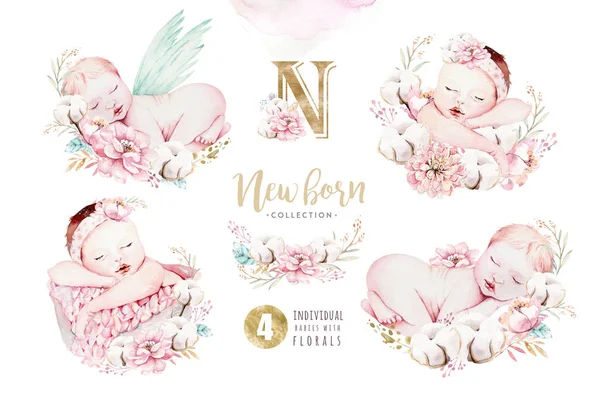 Watercolor Accessories Newborns Drawing Pink Baby Stock Illustration  1773824864