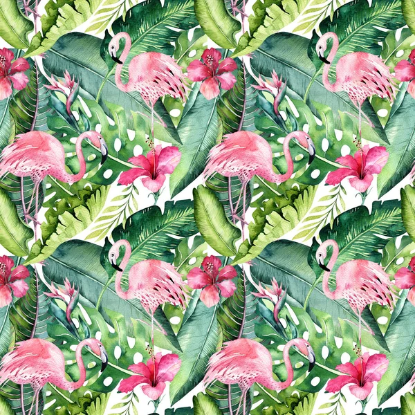 Fond Floral Estival Tropical Sans Couture Avec Feuilles Palmier Tropical — Photo