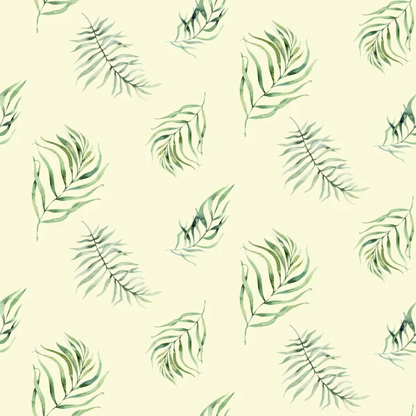 Seamless Watercolor Pattern Tropical Leaves Aloha Jungle Illustration Hand Painted — Stock Photo, Image