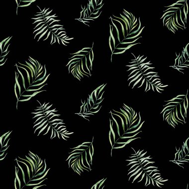 Tropikal Dikişsiz suluboya desen bırakır, aloha orman illüstrasyon. Palmiye yaprağı el boyalı. Doku kağıt, tekstil veya duvar kağıdı tasarım ambalaj arka plan olarak kullanılan tropic yaz zamanla.