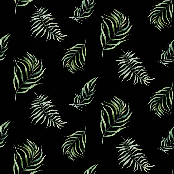 Seamless Watercolor Pattern Tropical Leaves Aloha Jungle Illustration Hand Painted — Stock Photo, Image