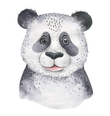 Bebek pandalı bir poster. Suluboya karikatür panda tropik tasarım baskı.