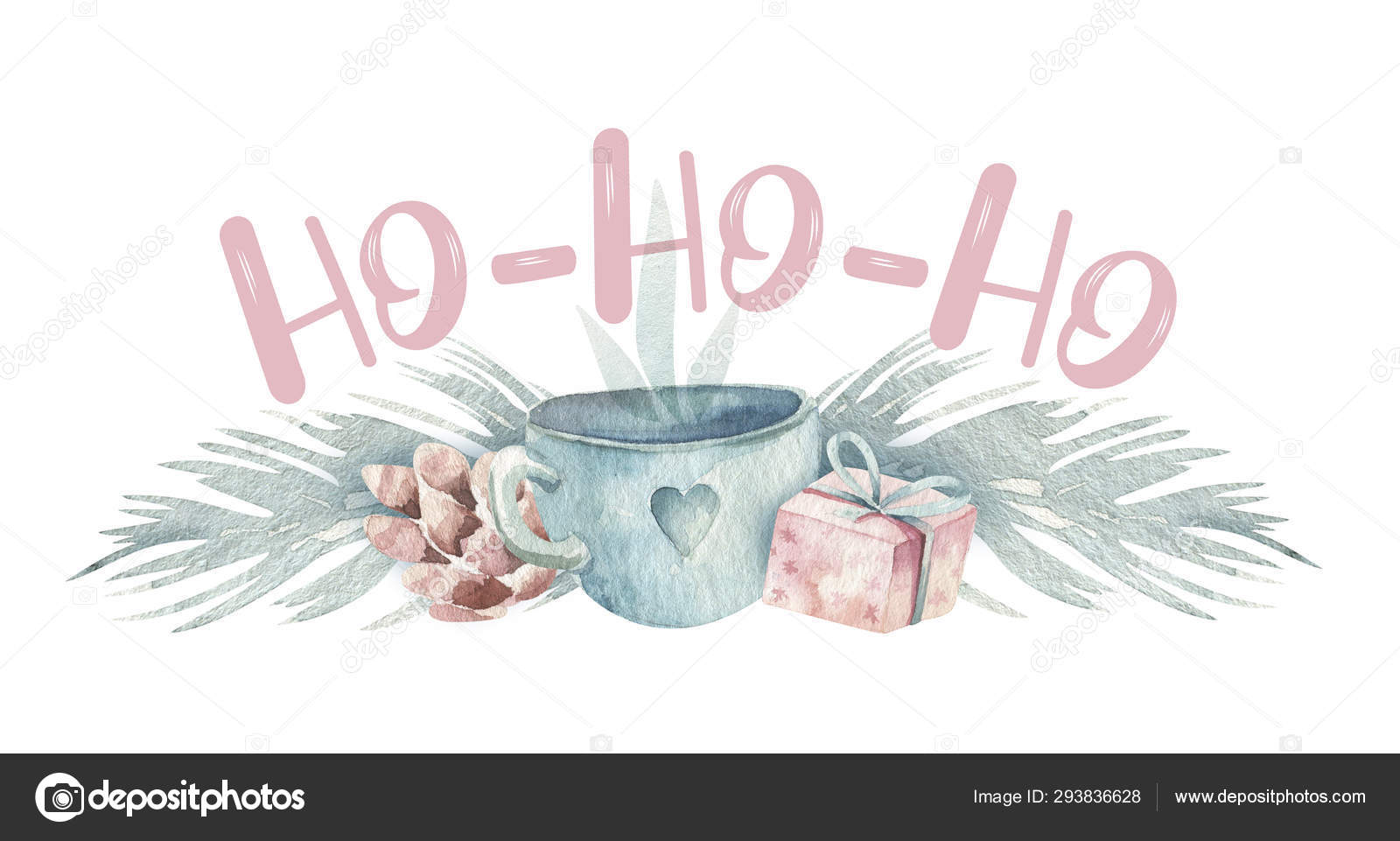 Aquarell Weihnachten Stechpalme Frohlich Ho Ho Ho Illustration Weihnachtsglocke Und Frohe Weihnachten Zitat Vorlage Fur Die Gestaltung Von Plakaten Karten Einladungen Neujahrskarte Isoliert Stockfoto C Mykef
