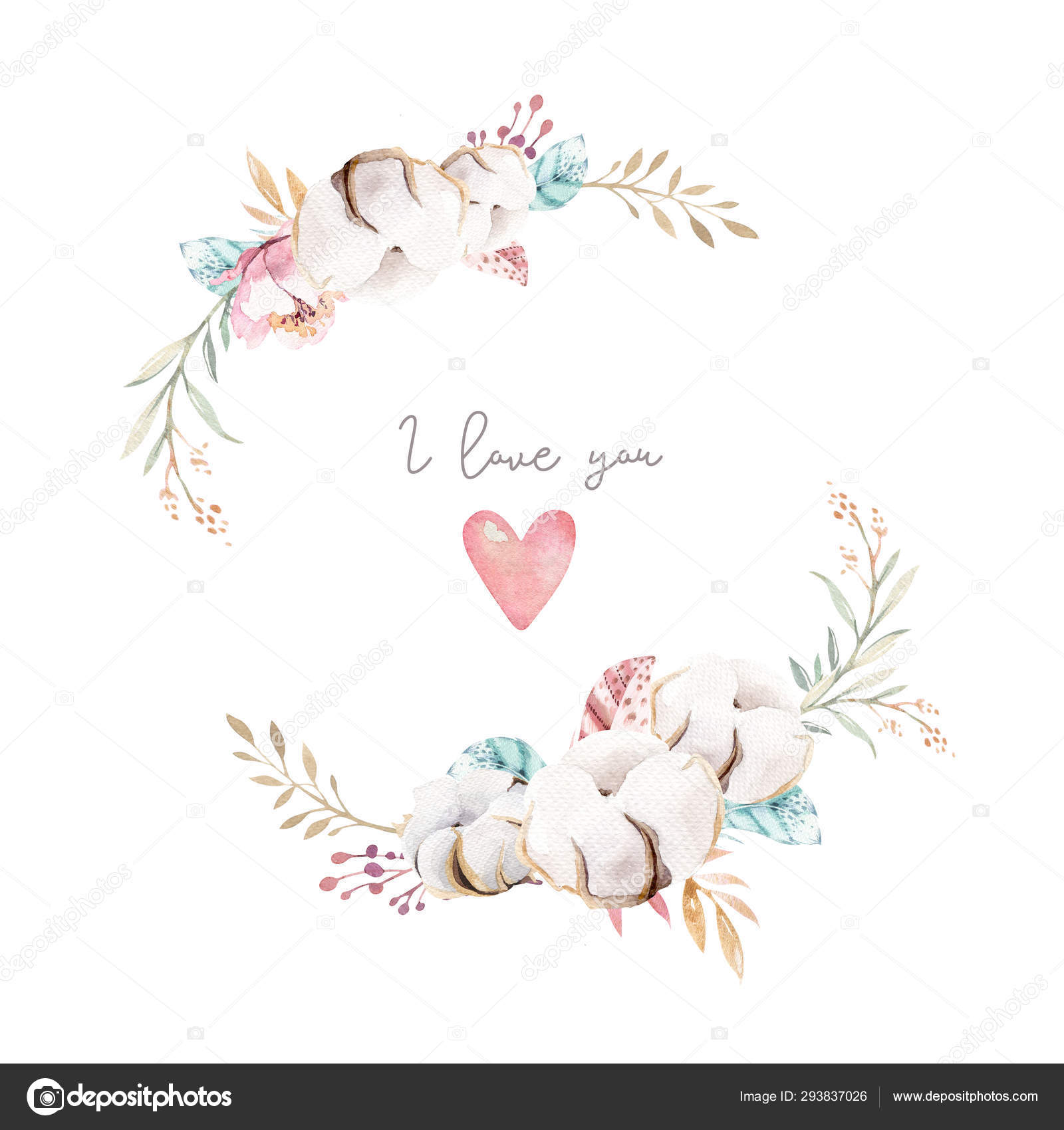 Floral small Thank you card arrow heart watercolor INSTANT download boho tribal rustic background bohemian vintage bouquet 108CMPEX 108CMPGM