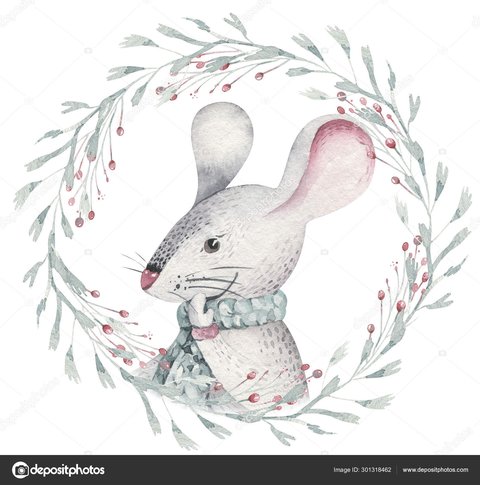 Carte Drôle Mignonne De Souris De Dessin Animé De Noel De