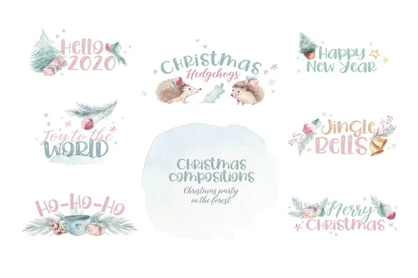 水彩のクリスマスベルイラスト クリスマスベルと陽気なチストマス引用符 ポスター カード 招待状のデザインのためのテンプレート 年賀状イラストカード 孤立した白い背景 — ストック写真