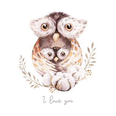 Suluboya küçük geyik bebek ve anne suluboya bembi karikatür bebek kreş. Orman komik genç geyik illüstrasyon. Yavru hayvan. Anne ve bebek dekoru