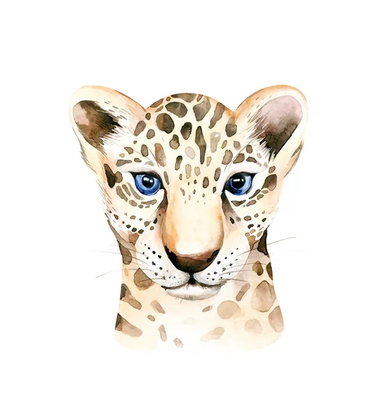 Afrique Aquarelle Savane Léopard Illustration Animale Safari Africain Chat Sauvage — Photo