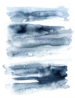 Dağlarda Çam ağaçlarıyla el boyaması ile suluboya kış manzarası. Beyaz arkaplanda izole edilmiş.