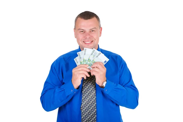 Retrato Homem Negócios Feliz Animado Bem Sucedido Sortudo Camisa Gravata — Fotografia de Stock