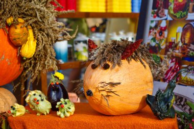 Sonbahar doğa konsepti, kabak ve kabak fare kompozisyonu, Çiftçiler Sebze Pazarı, Sonbahar ve ruh rengi