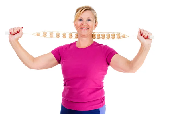 Gelukkig Glimlach Oude Senior Vrouw Gekleed Shirt Kleur Marsala Doen — Stockfoto