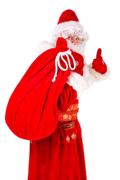 Retrato Real Santa Claus Llevando Una Gran Bolsa Por Detrás —  Fotos de Stock