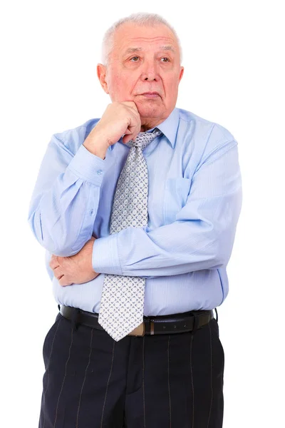 Viejo Hombre Negocios Guapo Con Corbata Camisa Pensando Aislado Sobre —  Fotos de Stock