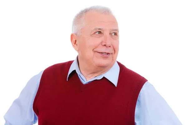 Retrato Cerca Dientes Blancos Felices Sonríen Anciano Maestro Vestido Con —  Fotos de Stock