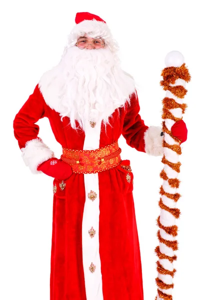 Kerst Kerstman Portret Geïsoleerd Witte Achtergrond Rechtenvrije Stockfoto's
