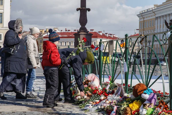 Mourning Victims Fire City Kemerovo Palace Square Petersburg Russia March — Stock Photo, Image