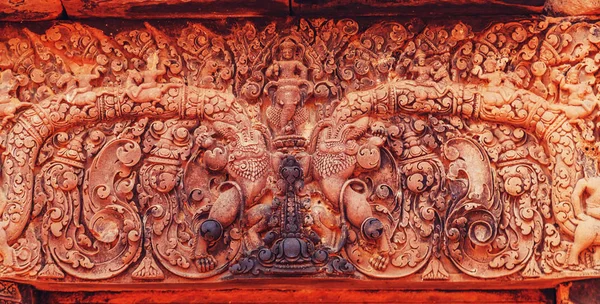 Banteay Srei Unique Temple Pink Sandstone Angkor Siem Reap Cambodia — Stock Photo, Image