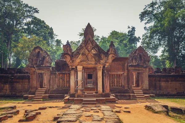 Banteay Srey Templo Único Piedra Arenisca Rosa Angkor Siem Reap —  Fotos de Stock