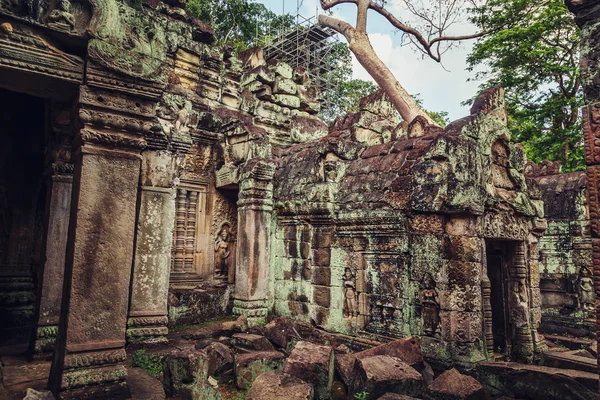 Starożytnych Majestatyczna Świątynia Preah Khan Wielkie Koło Angkor Siem Reap — Zdjęcie stockowe