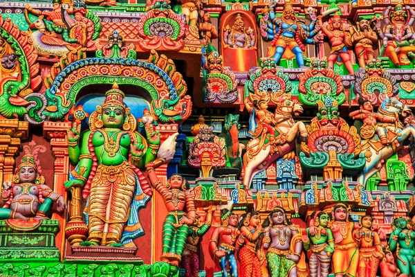 Colorful Carved Walls Indian Temple State Tamil Nadu South India — Stock Photo, Image