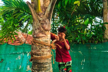 Alleppey kanallar günlük yaşam. Devlet Kerala, Güney Hindistan - 2 Nisan 2017.