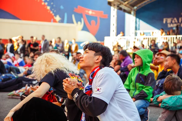 Petersburg Russland Juli 2018 Fußballfans Der Fanzone Fifa Weltmeisterschaft 2018 — Stockfoto