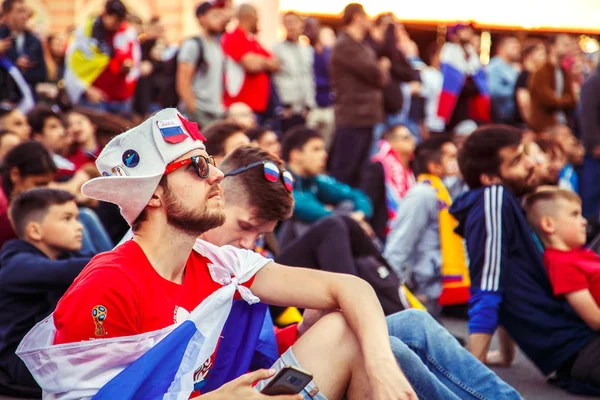 Petersburg Russland Juli 2018 Fußballfans Der Fanzone Fifa Weltmeisterschaft 2018 — Stockfoto