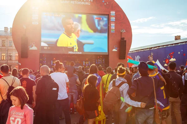 Petersburg Russia Luglio 2018 Tifosi Calcio Nella Zona Dei Tifosi — Foto Stock