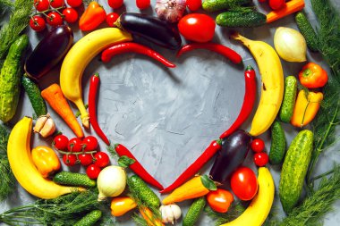 Farklı sebze arka plan. Sağlıklı gıda kavramı. Kopya alanı.