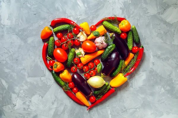 Background Different Vegetables Concept Caring Heart Health Healthy Food — Stock Photo, Image